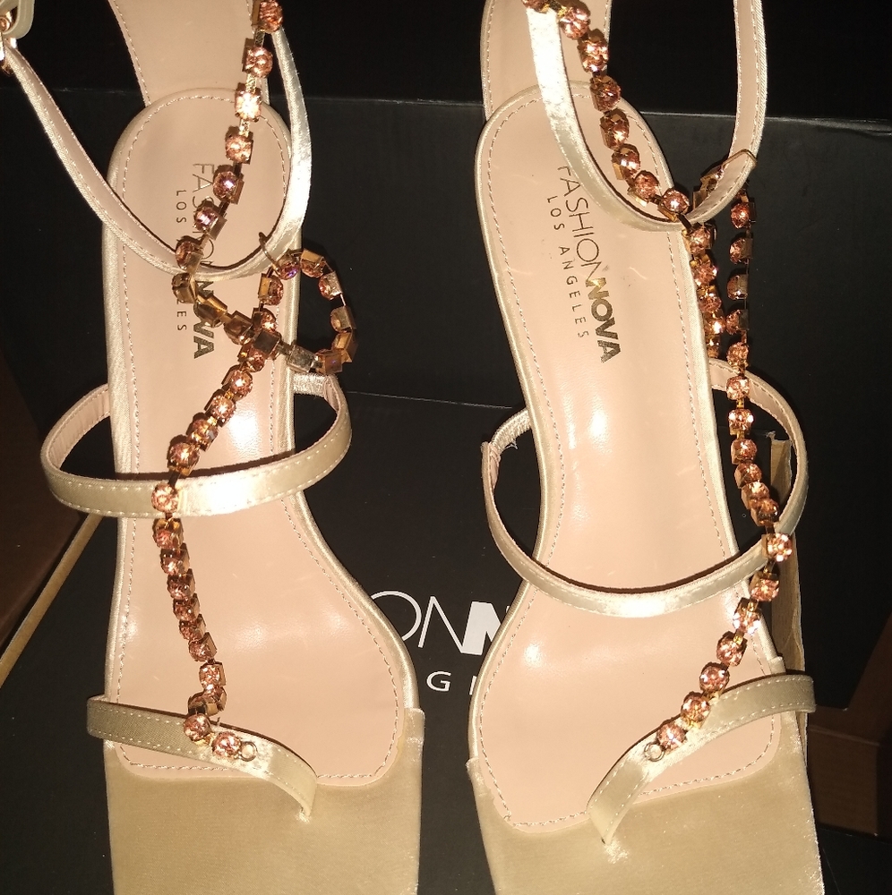 Satin strappy heel sandals